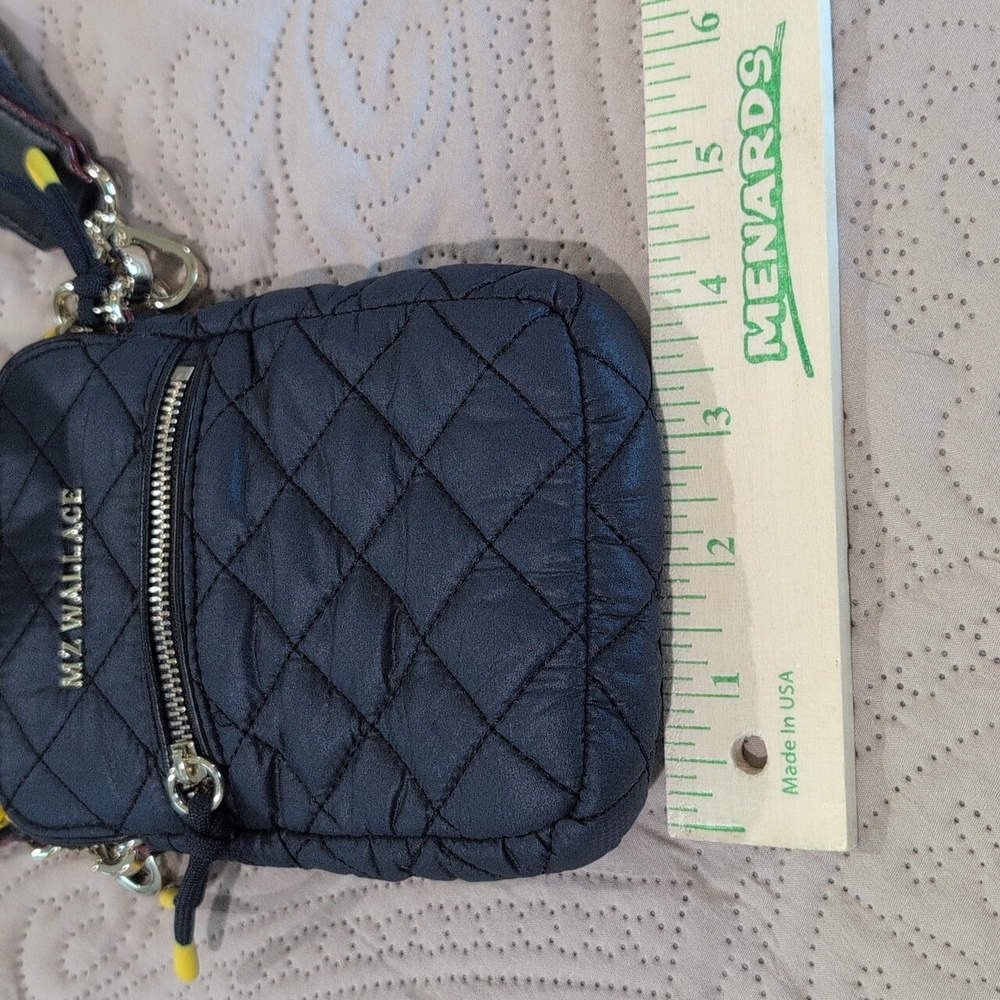MZ Wallace Quilted Cosby Crossbody Bag with Yellow and Navy Strap - Picture 7 of 9